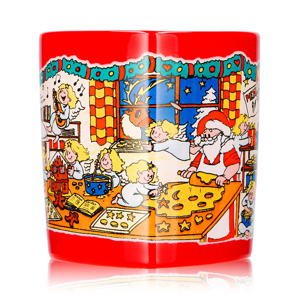 4 Mohaba Mulled Wine Mugs, Heart-Shaped Christmas Bakery Mug with Angel, Fire-Red, 0.2 L, Calibrated – View 5