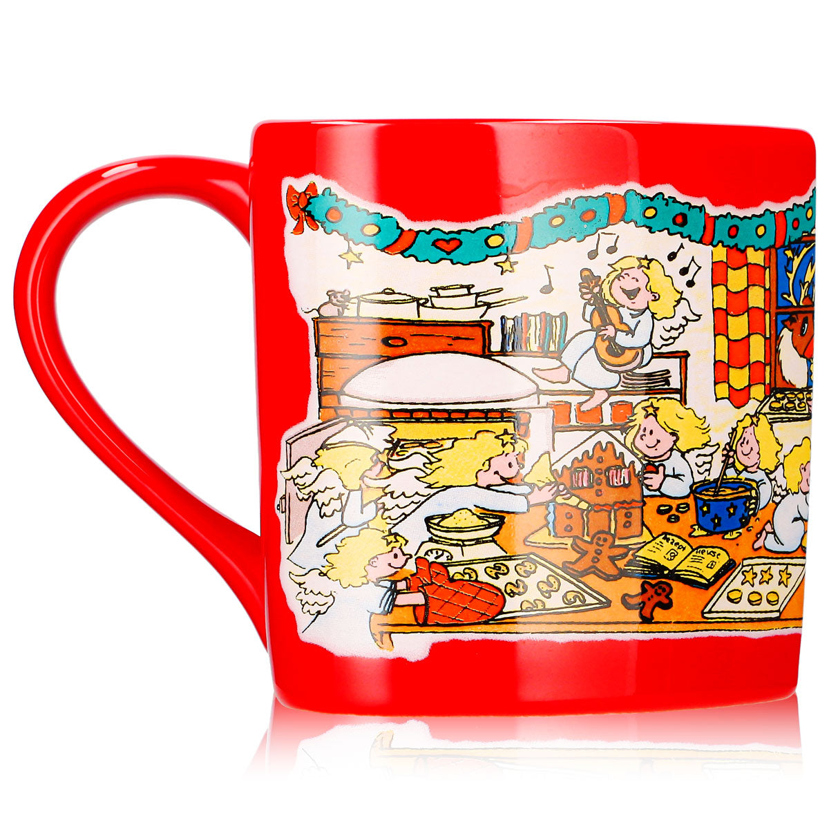 4 Mohaba Mulled Wine Mugs, Heart-Shaped Christmas Bakery Mug with Angel, Fire-Red, 0.2 L, Calibrated – View 6