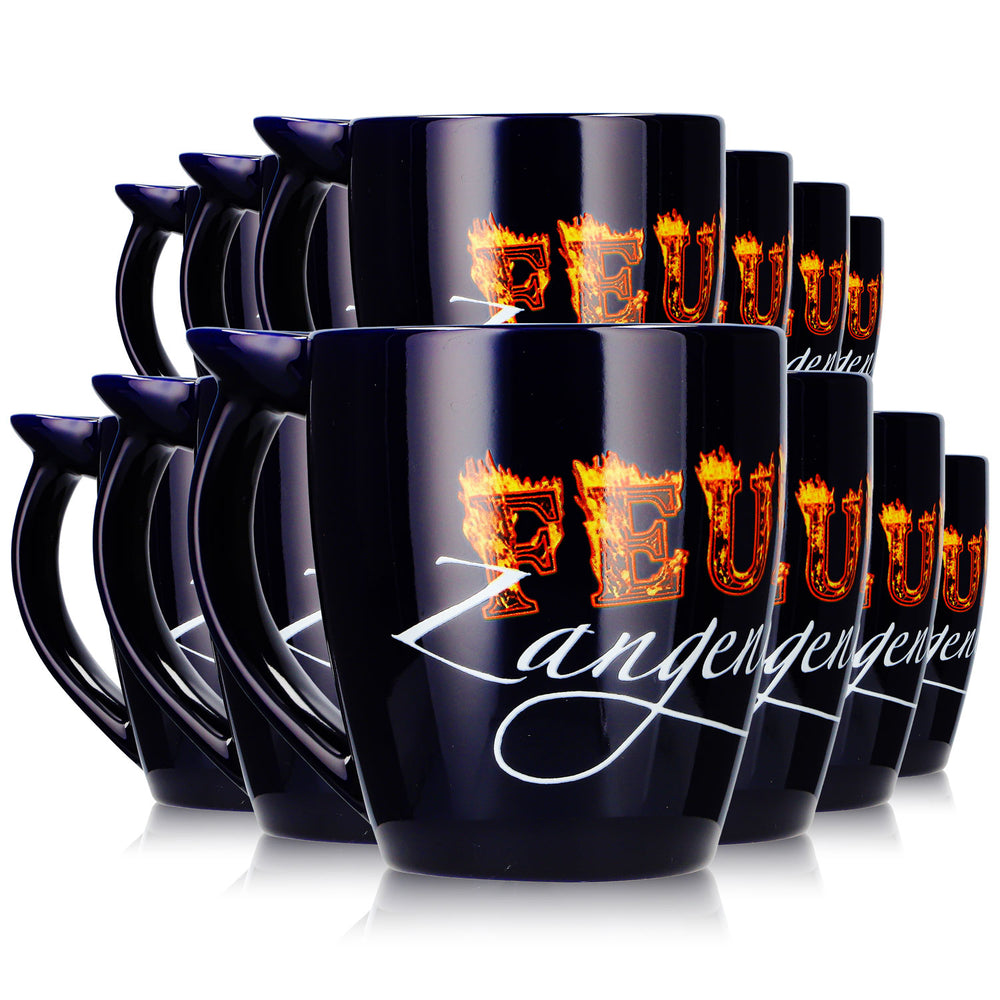 12 Mohaba Mulled Wine Mugs "Hot-Pot Feuerzangenbowle," Cobalt Blue, 0.2 L, Calibrated