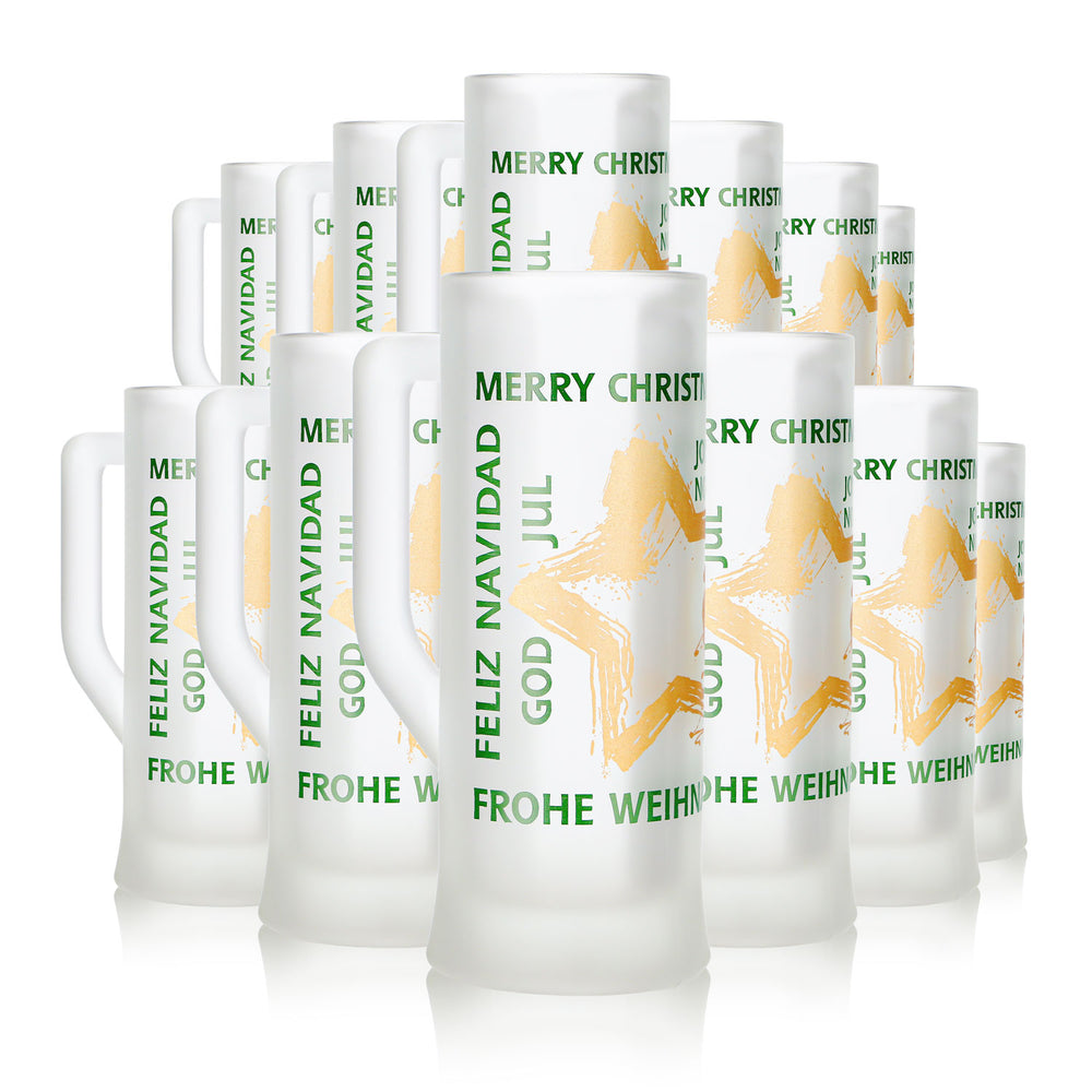 12 Mohaba Karlsseidel Mulled Wine Mugs, Satin-Finish Glass, Merry Christmas Star, 0.2 L, Calibrated
