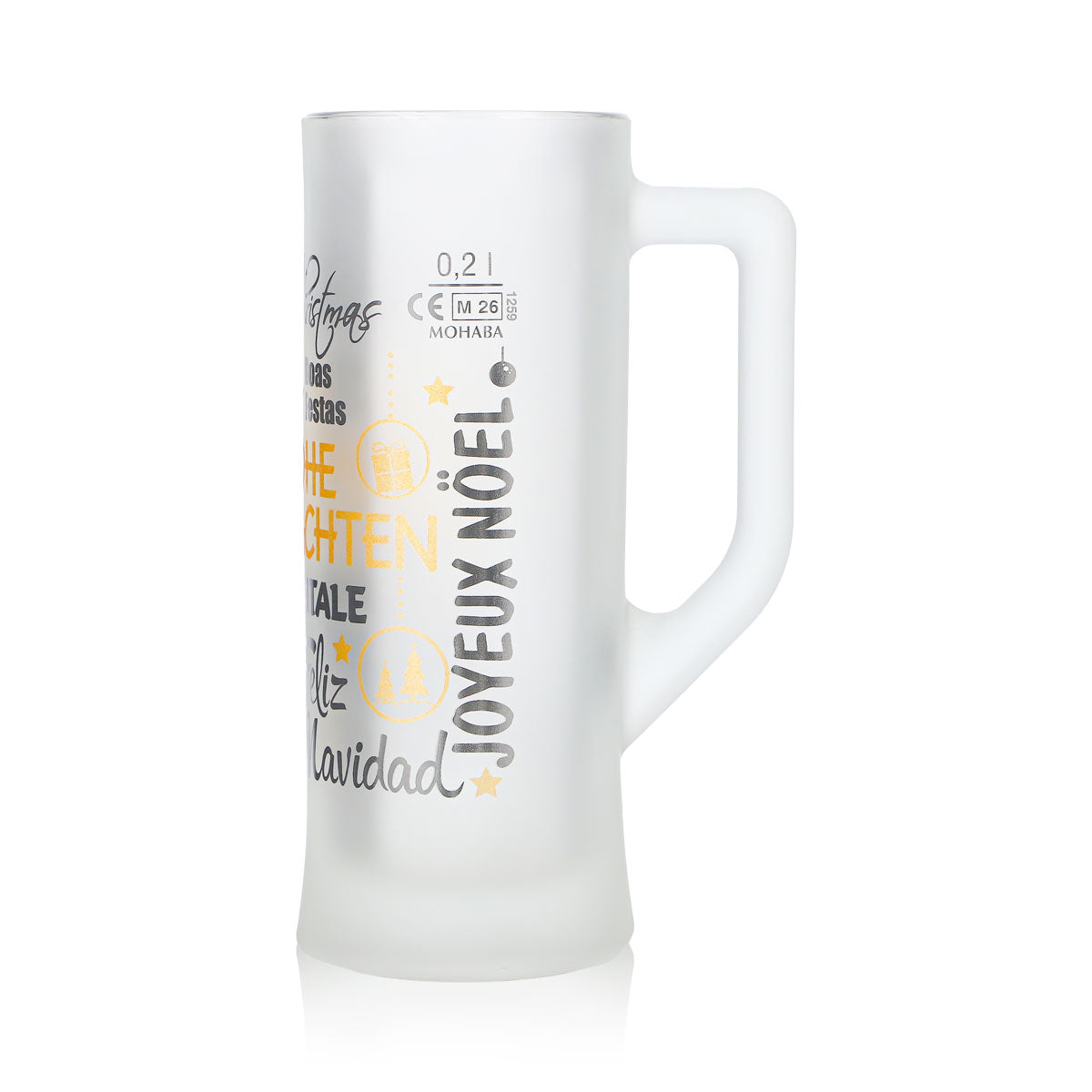 12 Mohaba "Karlsseidel" Glazed Glass Mulled Wine Mugs, "Merry Christmas," 0.2 L, Calibrated – View 6