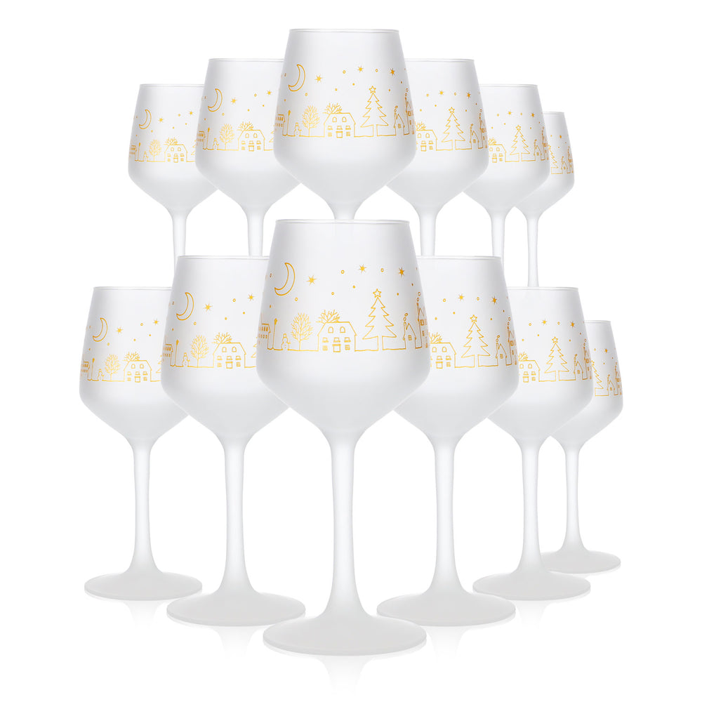 12 Mohaba Glühwein Mugs, Lineal 31, Satin-Finish Glass, Tulip Shape, 0.2 L, Calibrated