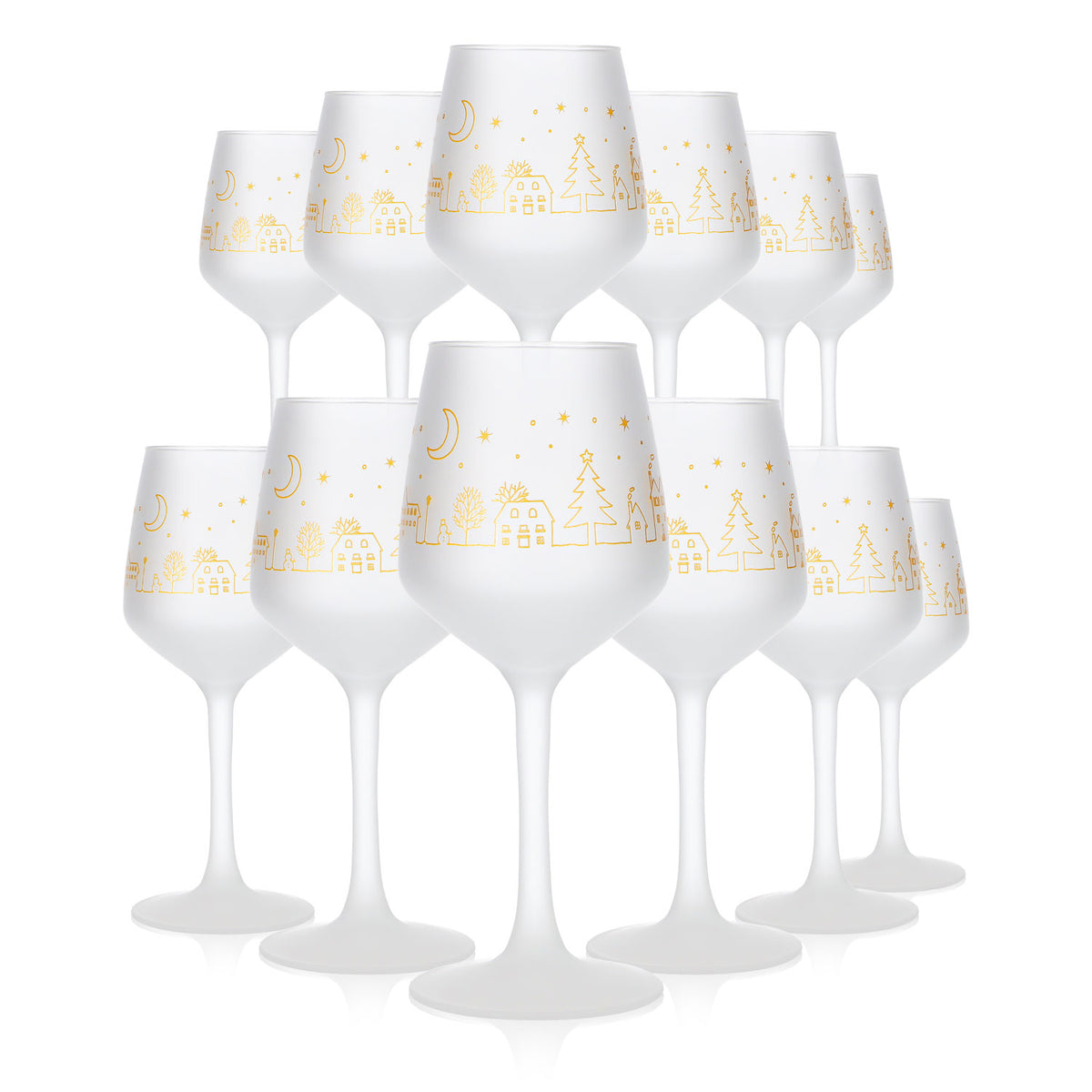 12 Mohaba Glühwein Mugs, Lineal 31, Satin-Finish Glass, Tulip Shape, 0.2 L, Calibrated