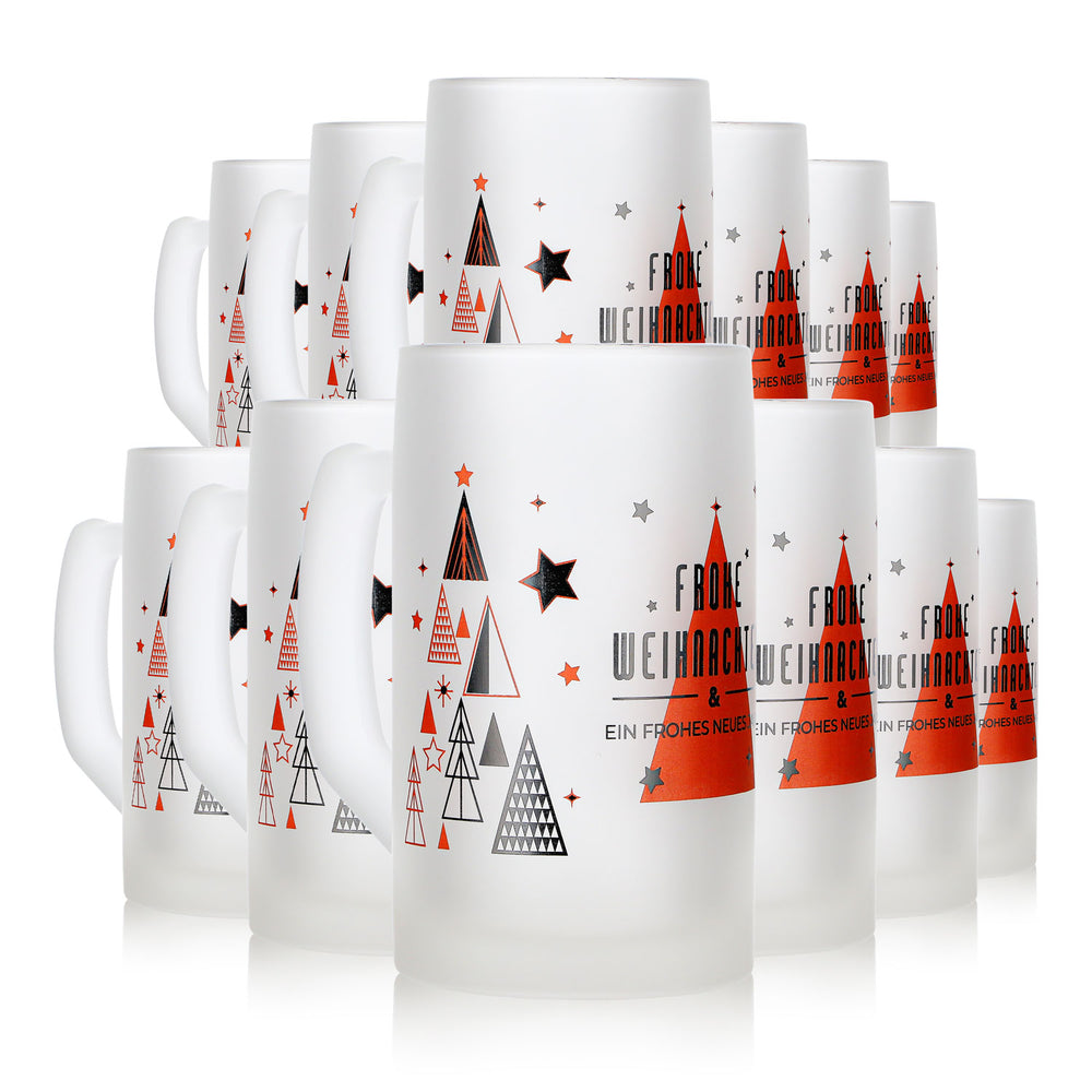 12 Mohaba mulled wine mugs, Ludwigsseidel, satin-finished glass, "Merry Christmas," 0.2 L, calibrated