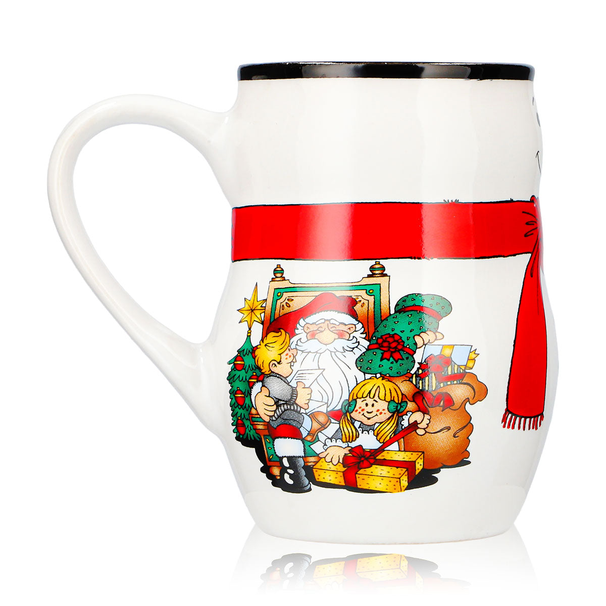 6 Mohaba Mulled Wine Mugs, Snowman Mug with Relief Design, Merry Christmas, White/Black, 0.2 L, Calibrated – View 4