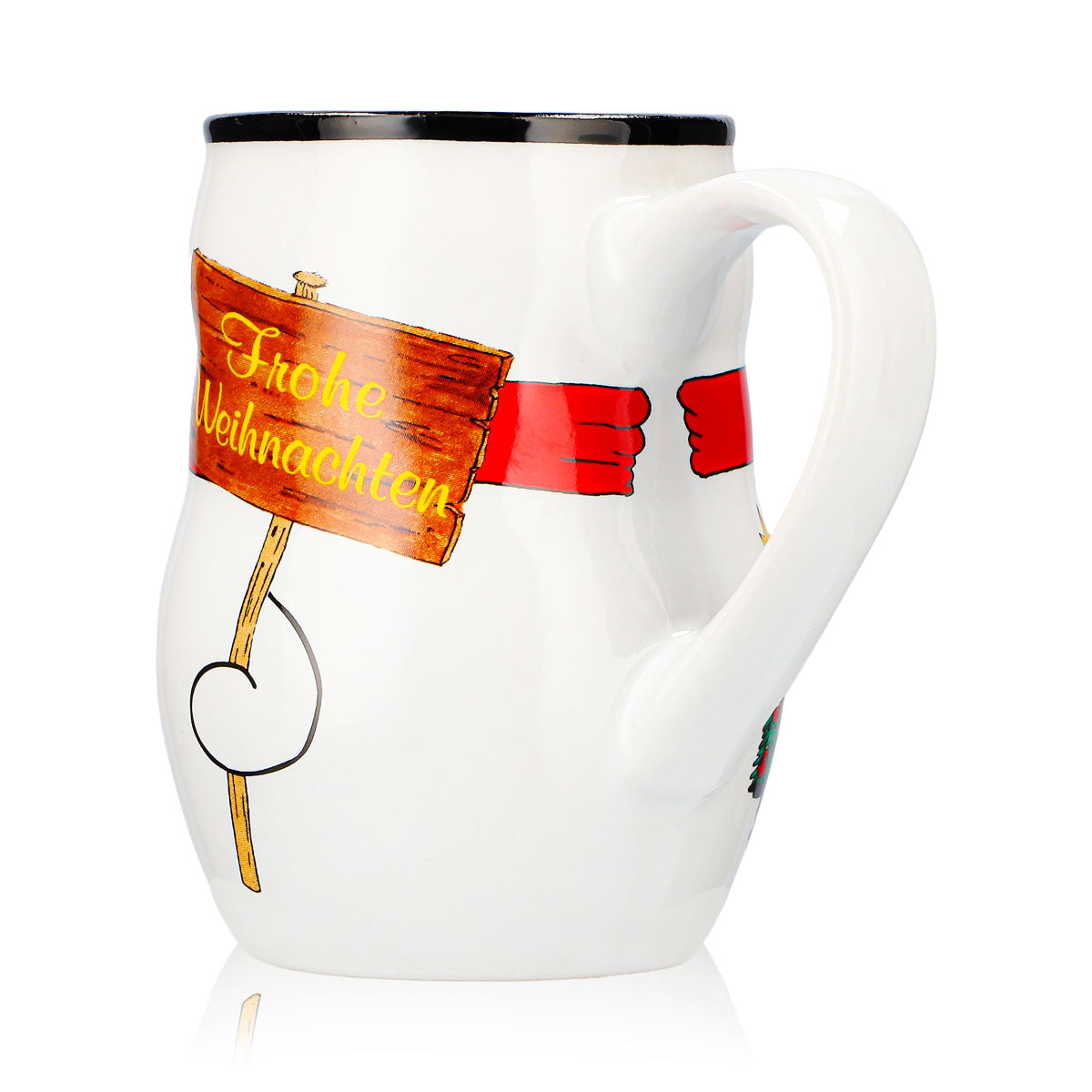 2 Mohaba Mulled Wine Mugs, Snowman Mug with Relief Design, Merry Christmas, White/Black, 0.2 L, Calibrated – View 5