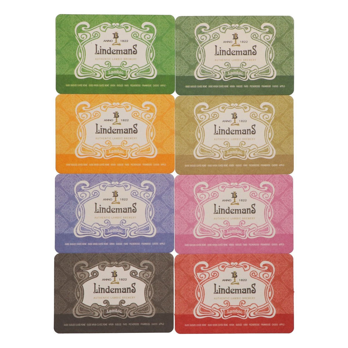 120x Lindemans beer coasters, glass coasters, bar accessories, 12x8 cm, colorful – View 2