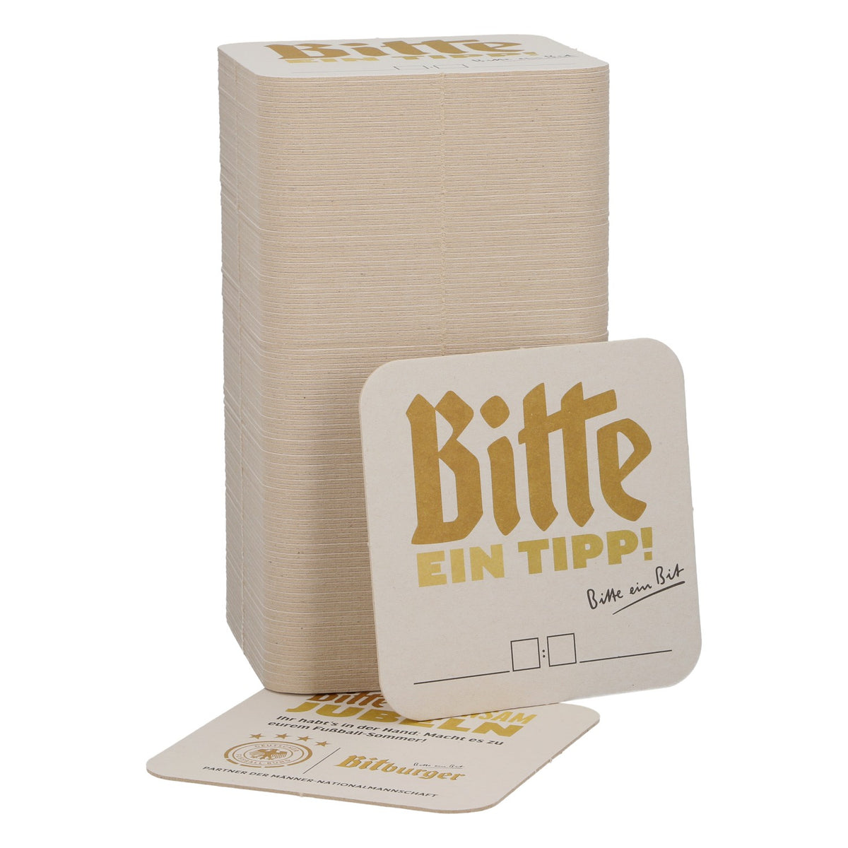125 Bitburger beer coasters, 9x9 cm. Please give me a tip. German Football Association
