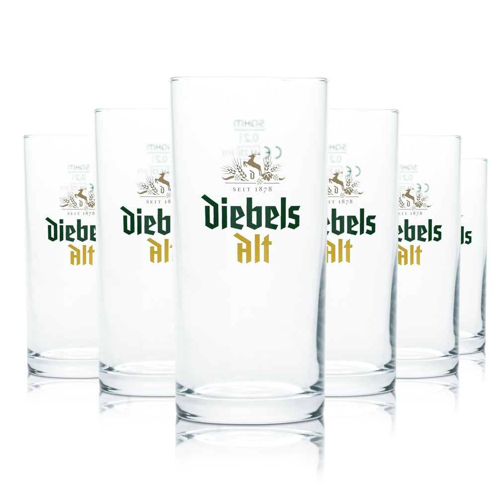 12x Diebels Glass 0.2l Alt Beer Mug Bar Trophy Glasses Brewery Gastronomy Oak