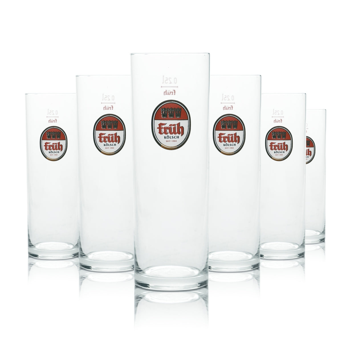 12x Früh Kölsch Glass 0.25l Kölsch Beer Mug Glasses Brewery Pub Bar