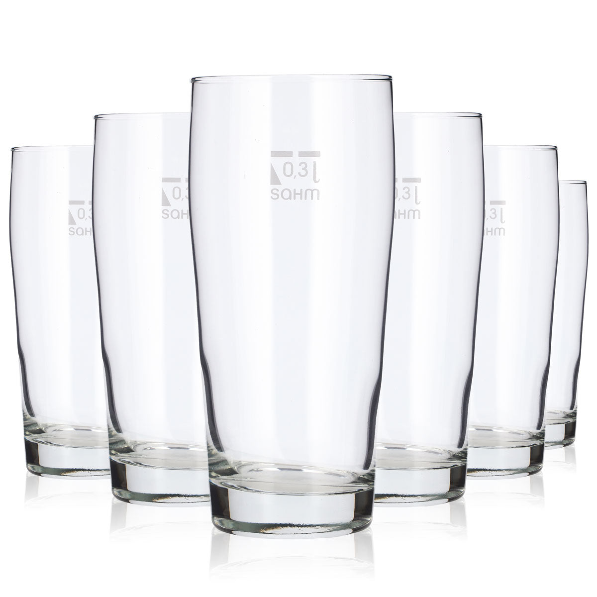 12 Sahm Glass 0.3-liter Mugs, Willi Beer Glasses, Willi Mugs, Beer Mugs, Seidel (Set of 12)