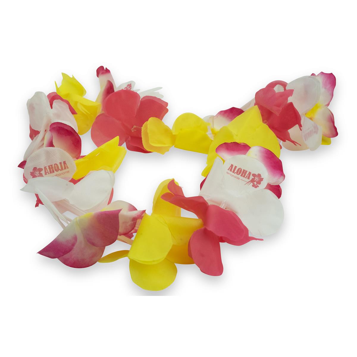 1x Aloha  Hawaiian flower necklace, yellow and pink – View 3