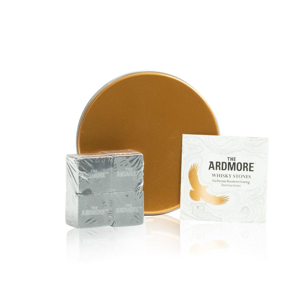 1x Ardmore Whiskey Whiskey Stones Set of 4 in Bronze Tin