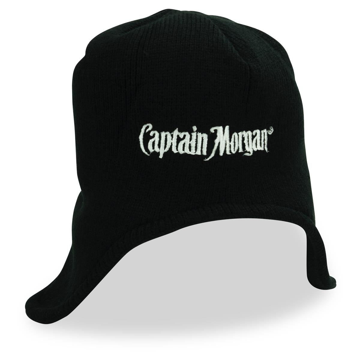 1x Captain Morgan Rum Wool Hat with Ears, Black