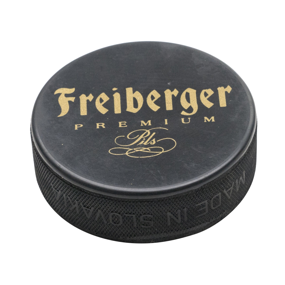 1x Freiberger beer hockey puck, black with print