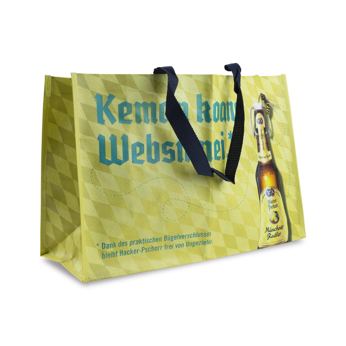 1x Hacker Pschorr beer bag shopping bag, yellow