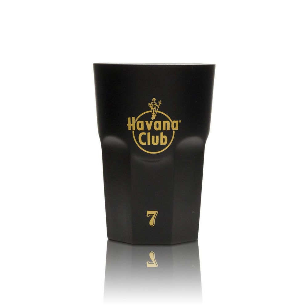 1x Havana Rum Long Drink Glass Black Gold 7 Anos
