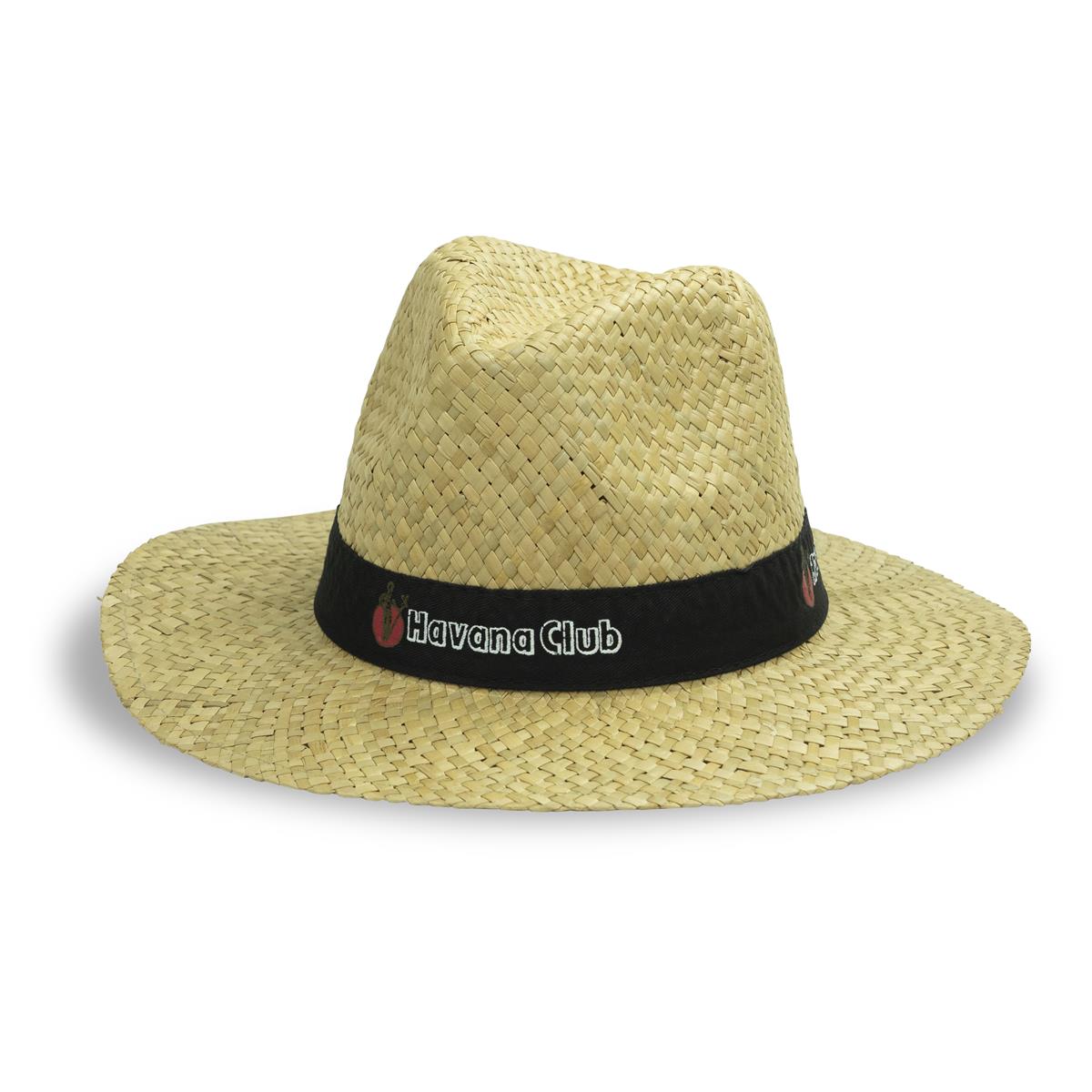 1x Havana rum straw hat with black band and old logo