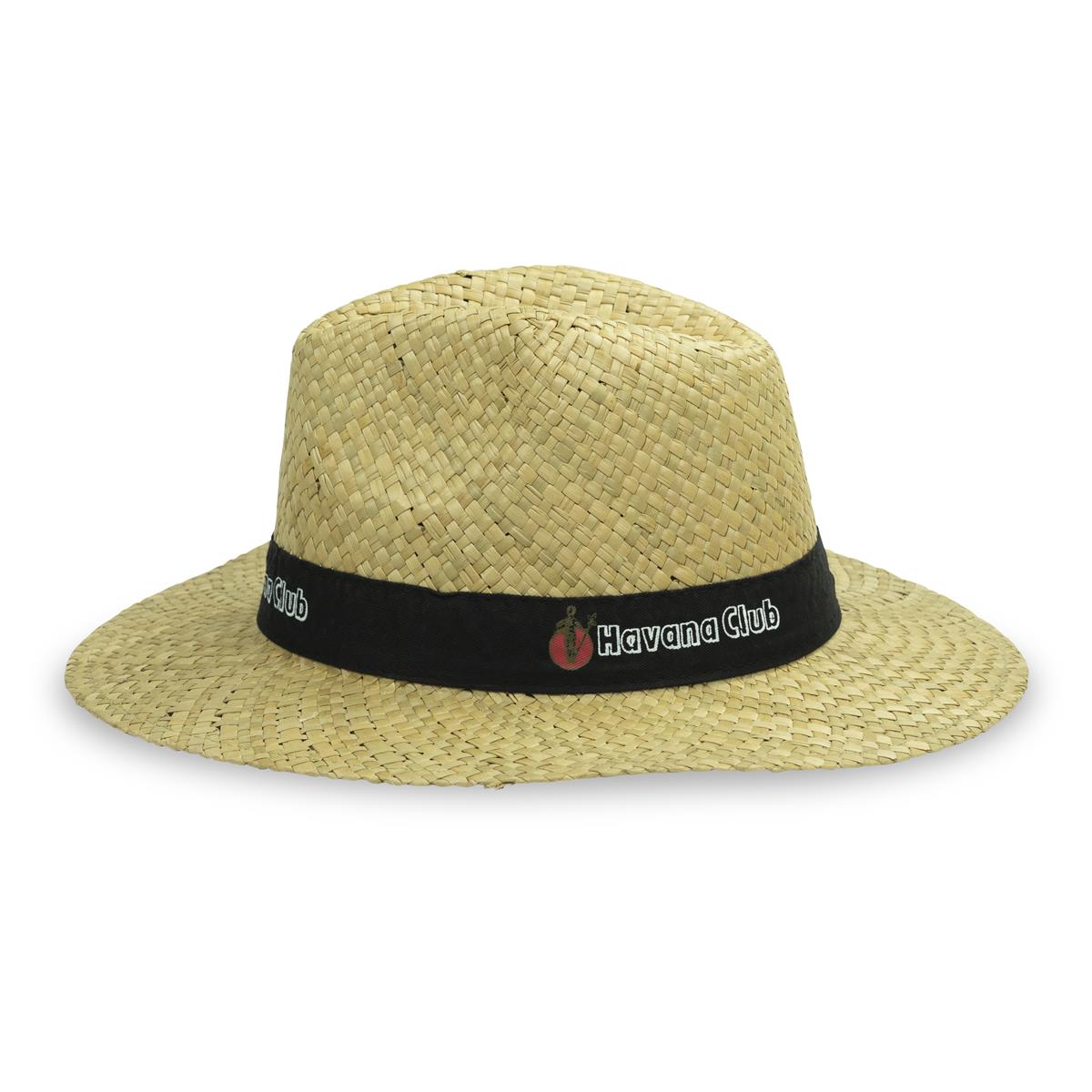1x Havana rum straw hat with black band and old logo – View 3
