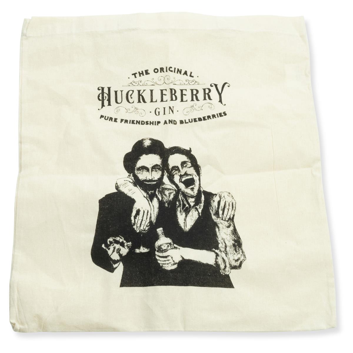 1x Huckleberry Gin Jute Bag, Natural with Print, 38x42