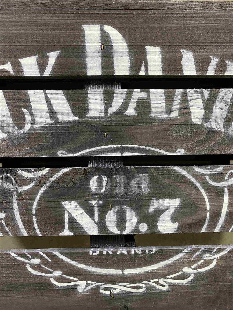 1x Jack Daniels whiskey side table wooden crate black printed – View 3