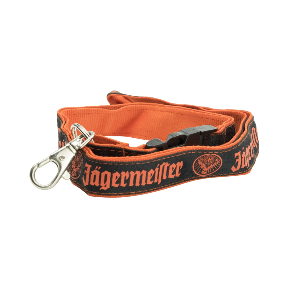 1x Jägermeister liqueur lanyard, orange/black, old logo, 52 cm