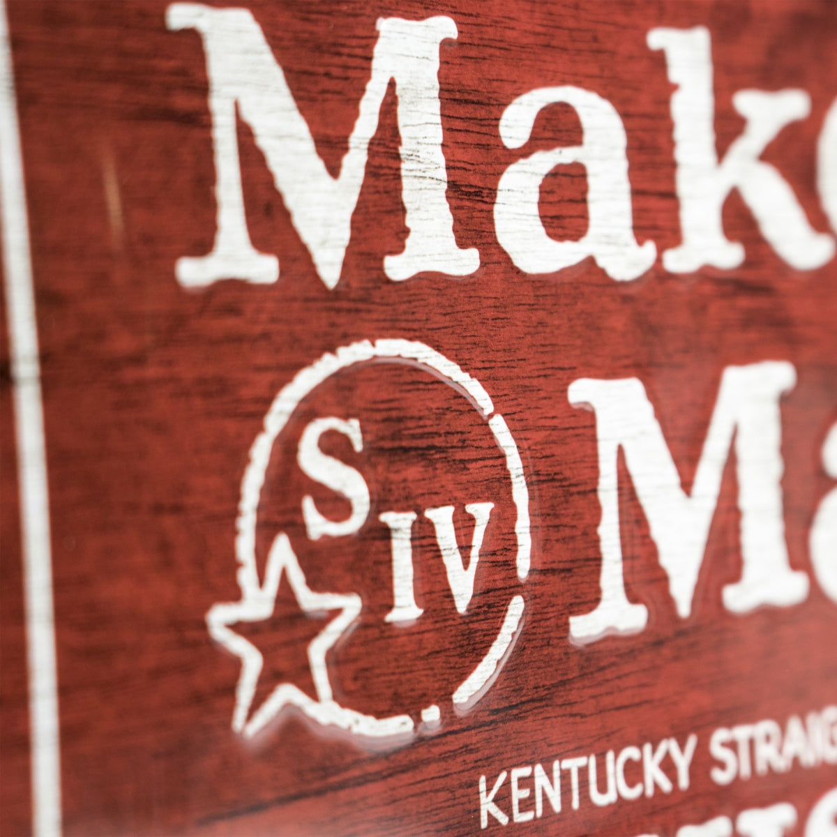1x Maker's Mark Whiskey tin sign logo red wood look – View 3
