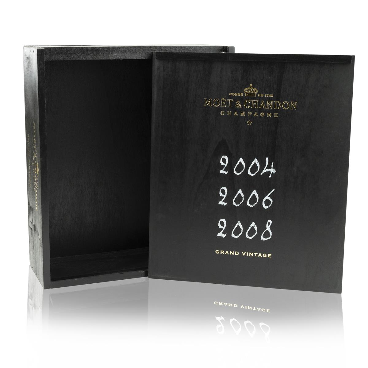 1x Moet Chandon Champagne Wooden Box Black for 3 Bottles 2004 2006 2008 – View 2