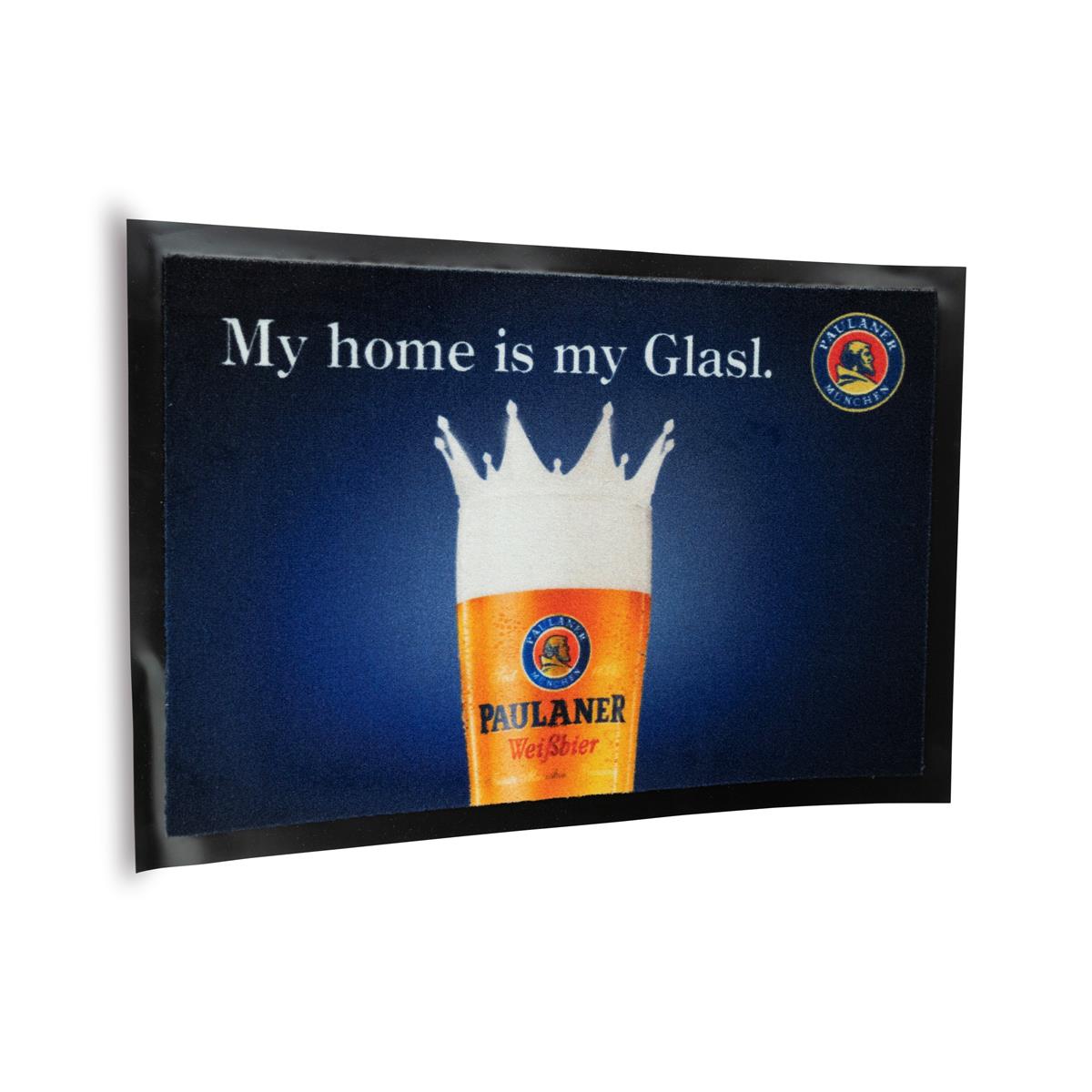 1x Paulaner beer doormat My Home is my Glasl 80x50