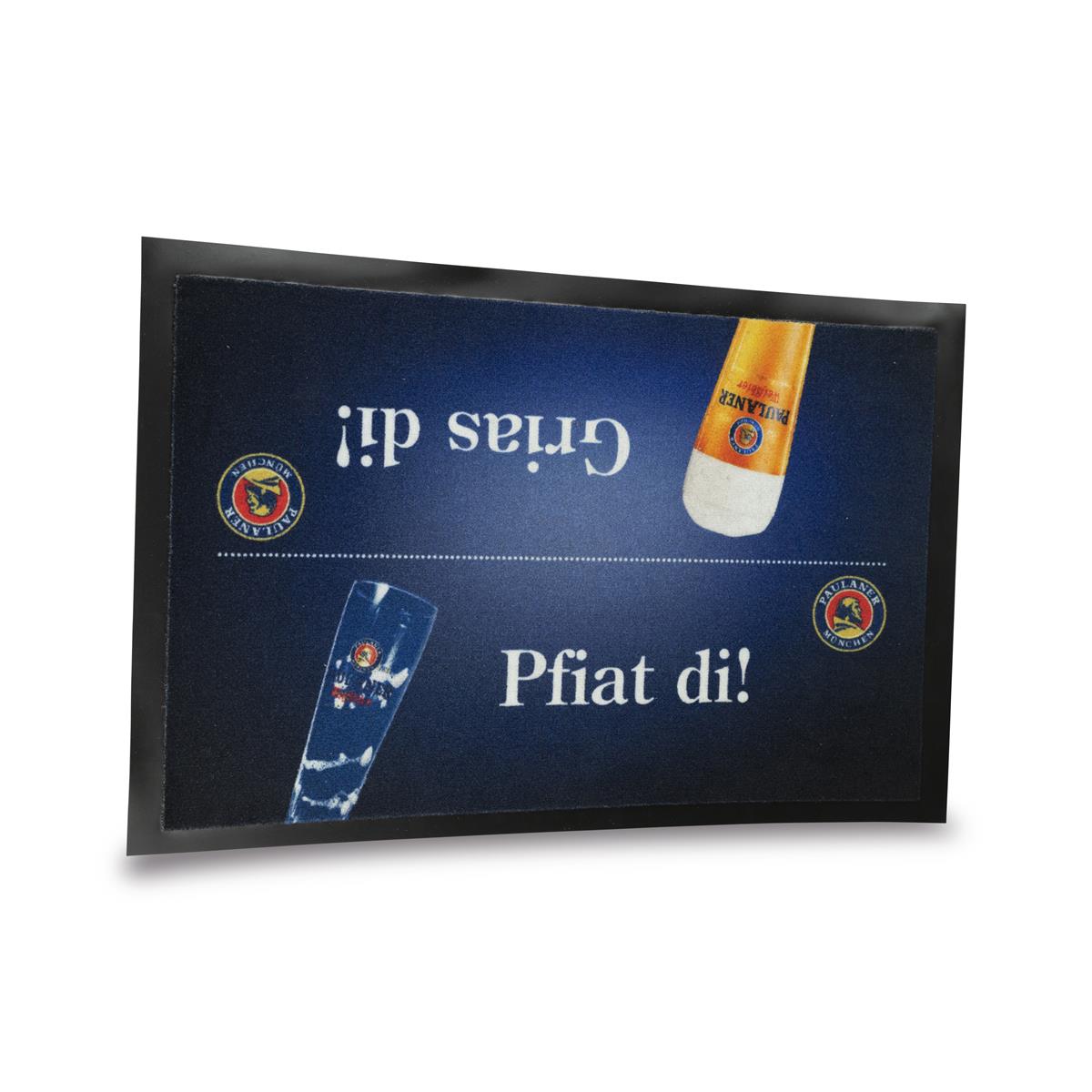 1x Paulaner beer doormat Pfiat di, Grias di 80x50