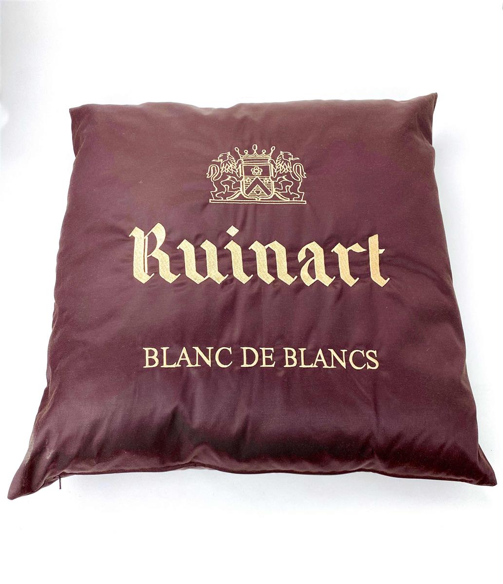 1x Ruinart Champagne Cushion XL brown embroidered 50 x 50
