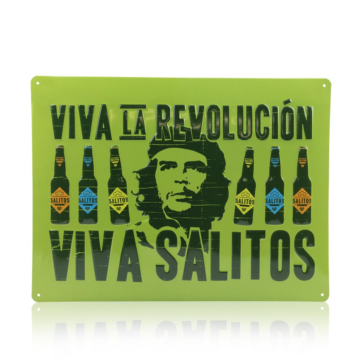 1x Salitos Beer Tin Sign Viva La Revolution Green 40 x 30