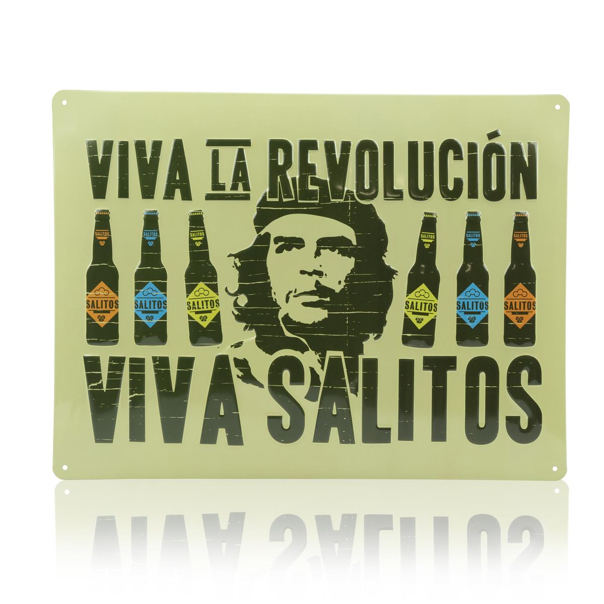 1x Salitos Beer Tin Sign Viva La Revolution Light Green 40 x 30