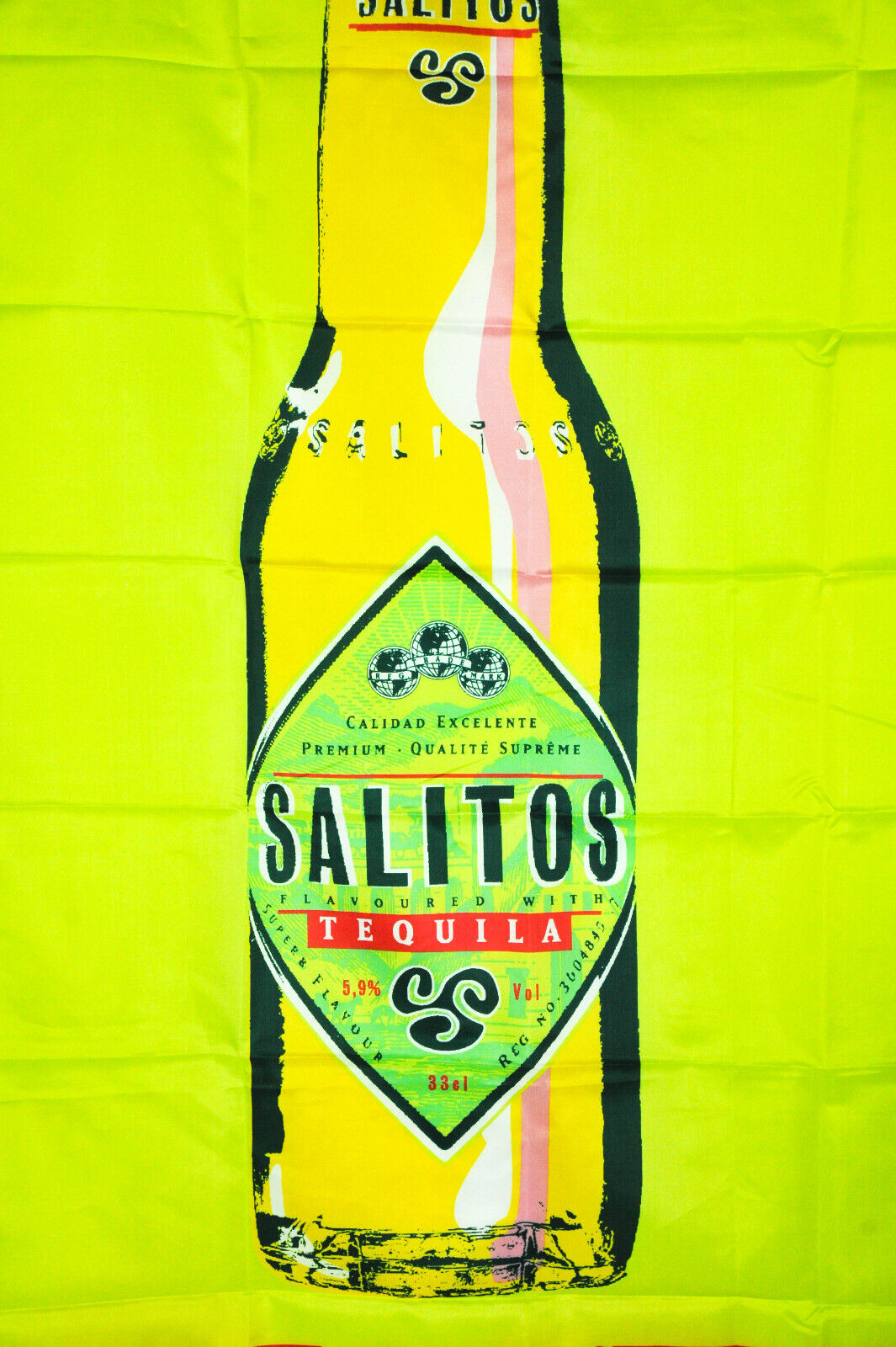 1x Salitos beer flag banner with bottle, neon green, 95 x 140 cm – View 2