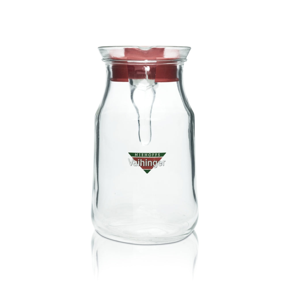 1x Vaihinger juice carafe 1L red lid jug pourer pot bar drinks glasses