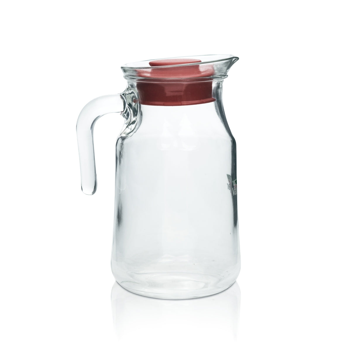 1x Vaihinger juice carafe 1L red lid jug pourer pot bar drinks glasses – View 2