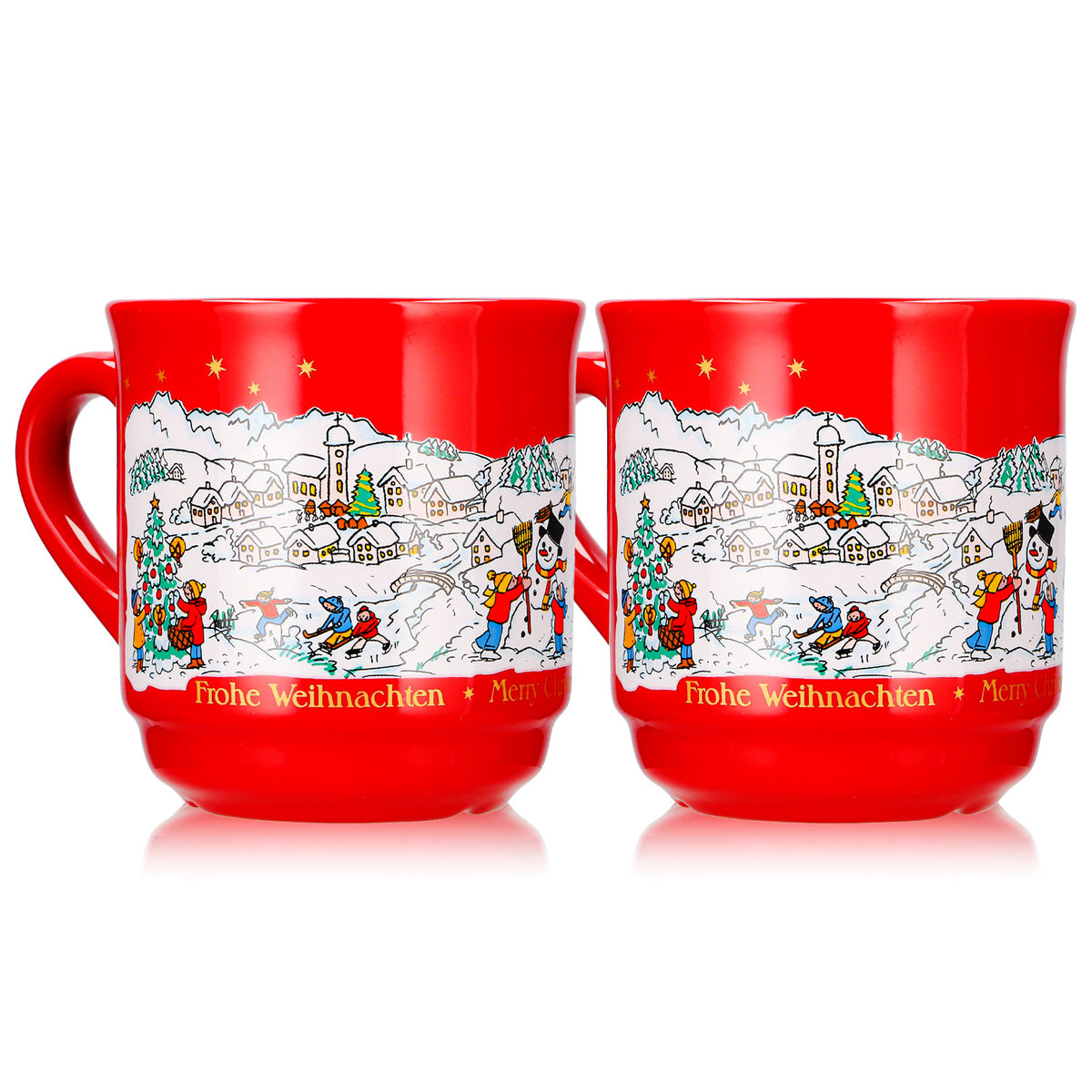 2 Mohaba Mulled Wine Mugs, Model 8000, Merry Christmas, Winter, Fire Red, 0.2 L, Calibrated, Stackable