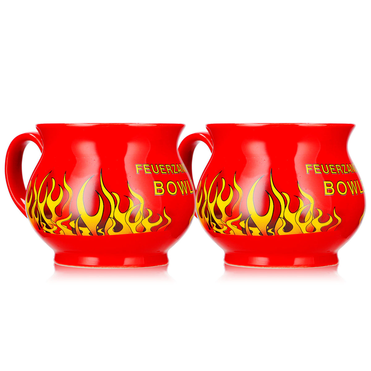 2 Mohaba Mulled Wine Mugs, Round Mugs, "Feuerzangenbowle," Fire-Red, 0.2 L, Calibrated