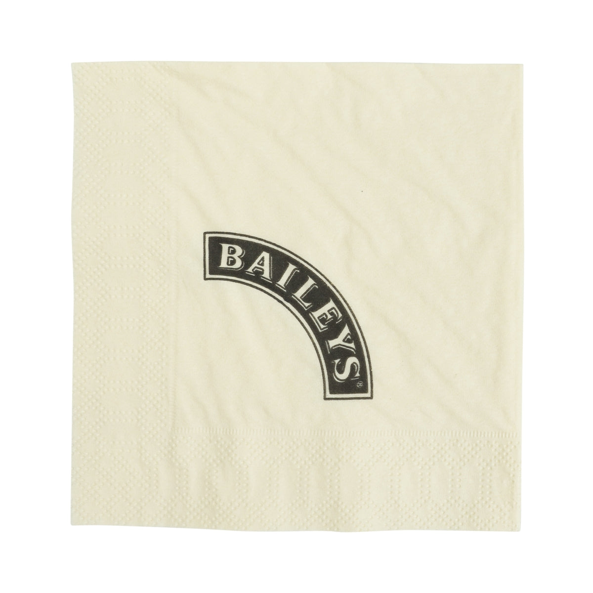 250x Baileys liqueur napkins, cream, curved logo – View 2