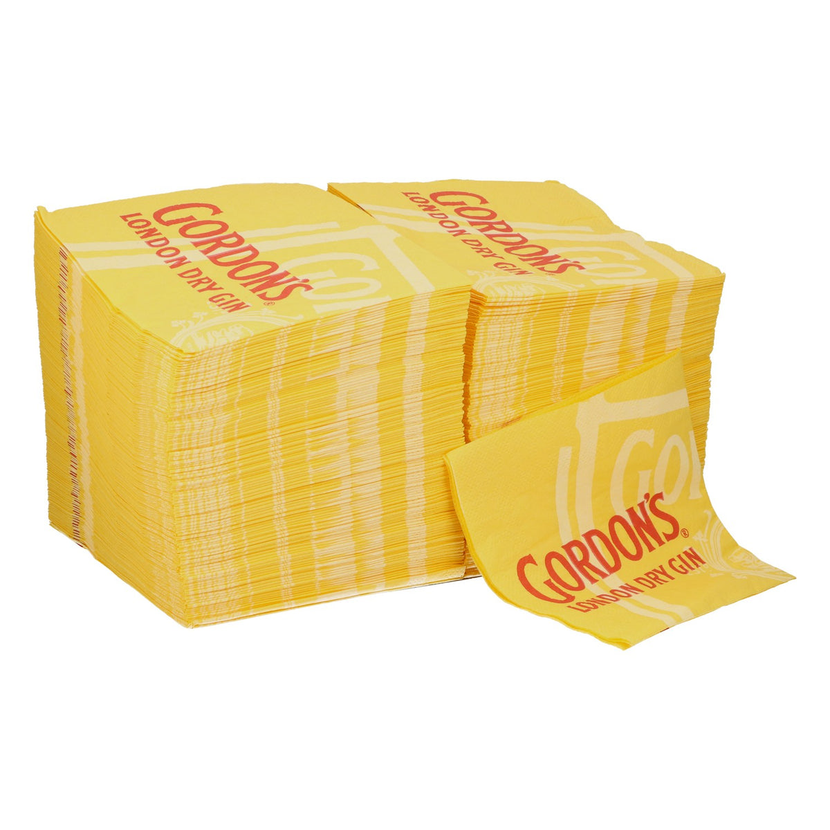 250 Small Yellow Gordon's Gin Cocktail Napkins - Bar Accessories