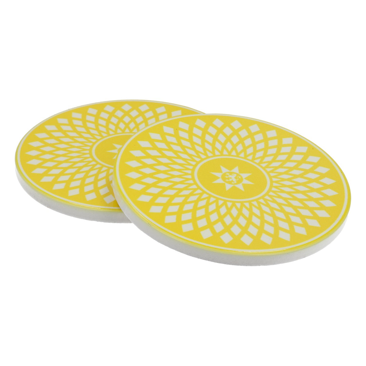 2x Gerolsteiner water coasters Glass coasters Drinks with cork base Ceramic Yellow