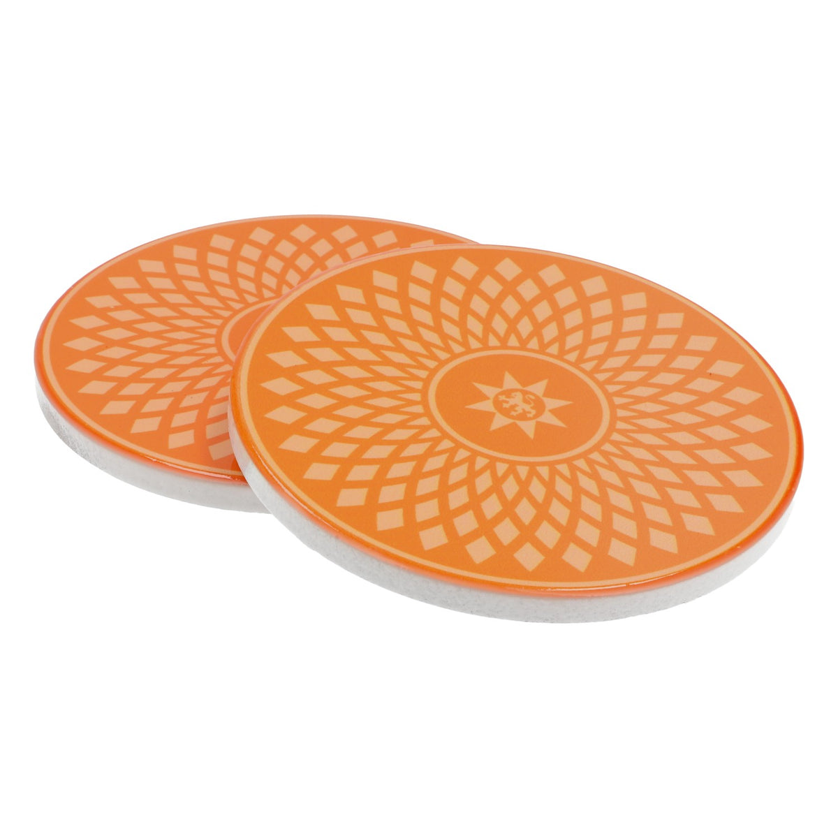 2x Gerolsteiner water coasters Glass coasters Drinks with cork base Ceramic Orange