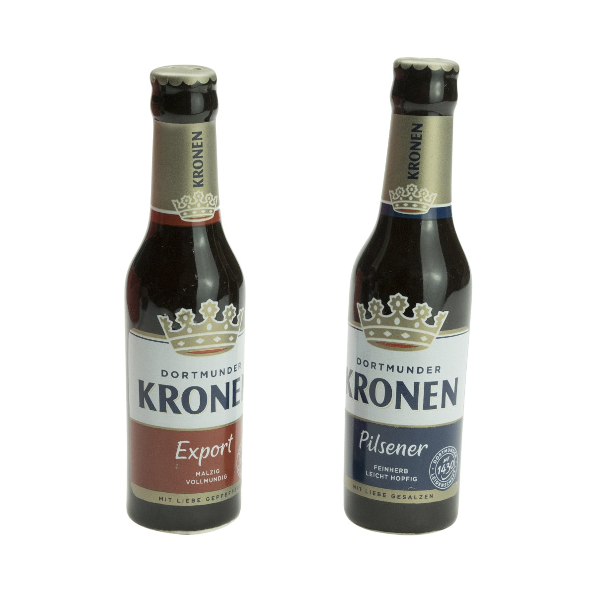 2x Kronen beer salt shaker and pepper shaker, ceramic – View 2