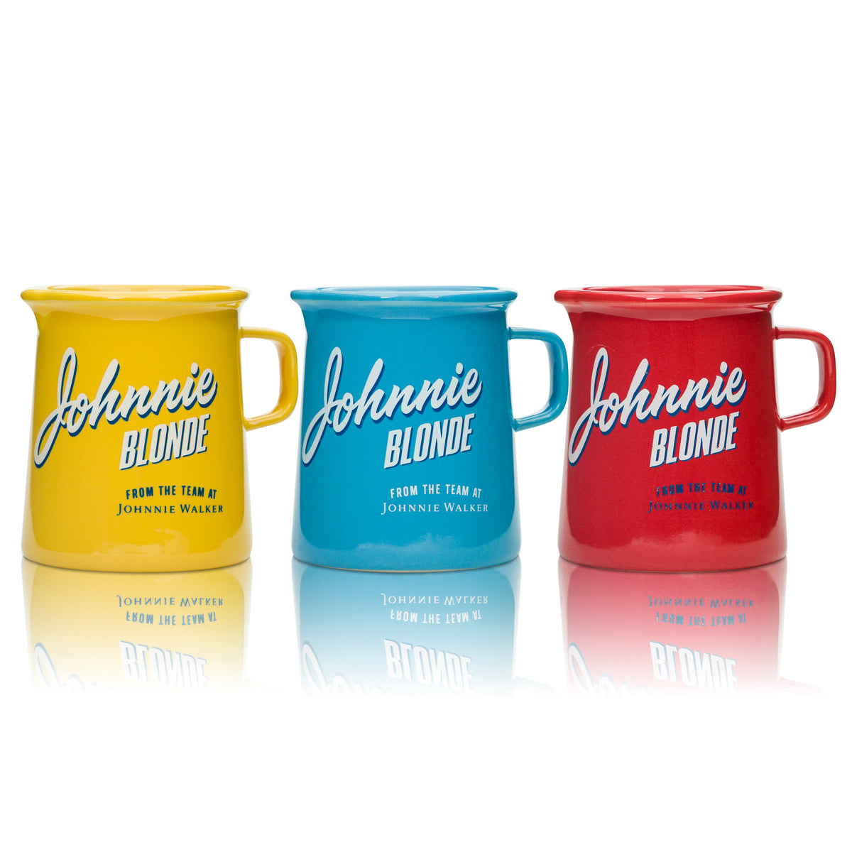 3x Johnnie Walker Blonde Glass Mug 0.3L with Handle Pitcher Whiskey Decanter
