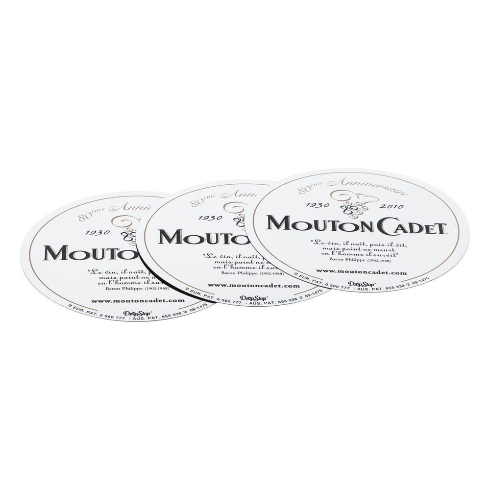3-Piece Set of Mouton Cadet Wine Coasters (Silver)