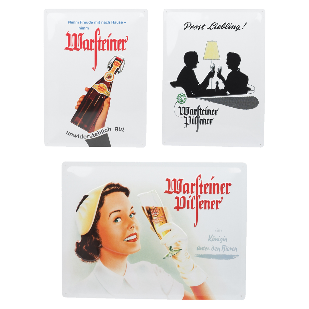 3x Warsteiner Beer Tin Sign Wall Decoration from the Retro Series Wall Sign Metal Sign