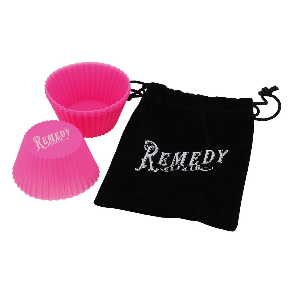 4 Remedy Rum Silicone Muffin Pan, Pink, with Bags, Baking Elixir