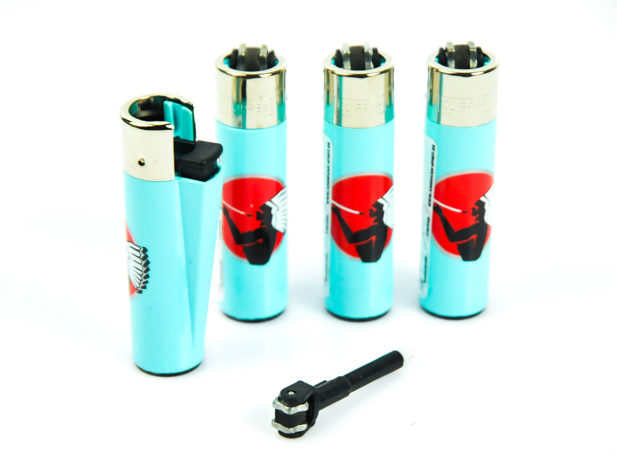 4x American Spirit Tobacco Lighter Classic Large Blue Reusable Clipper – View 3