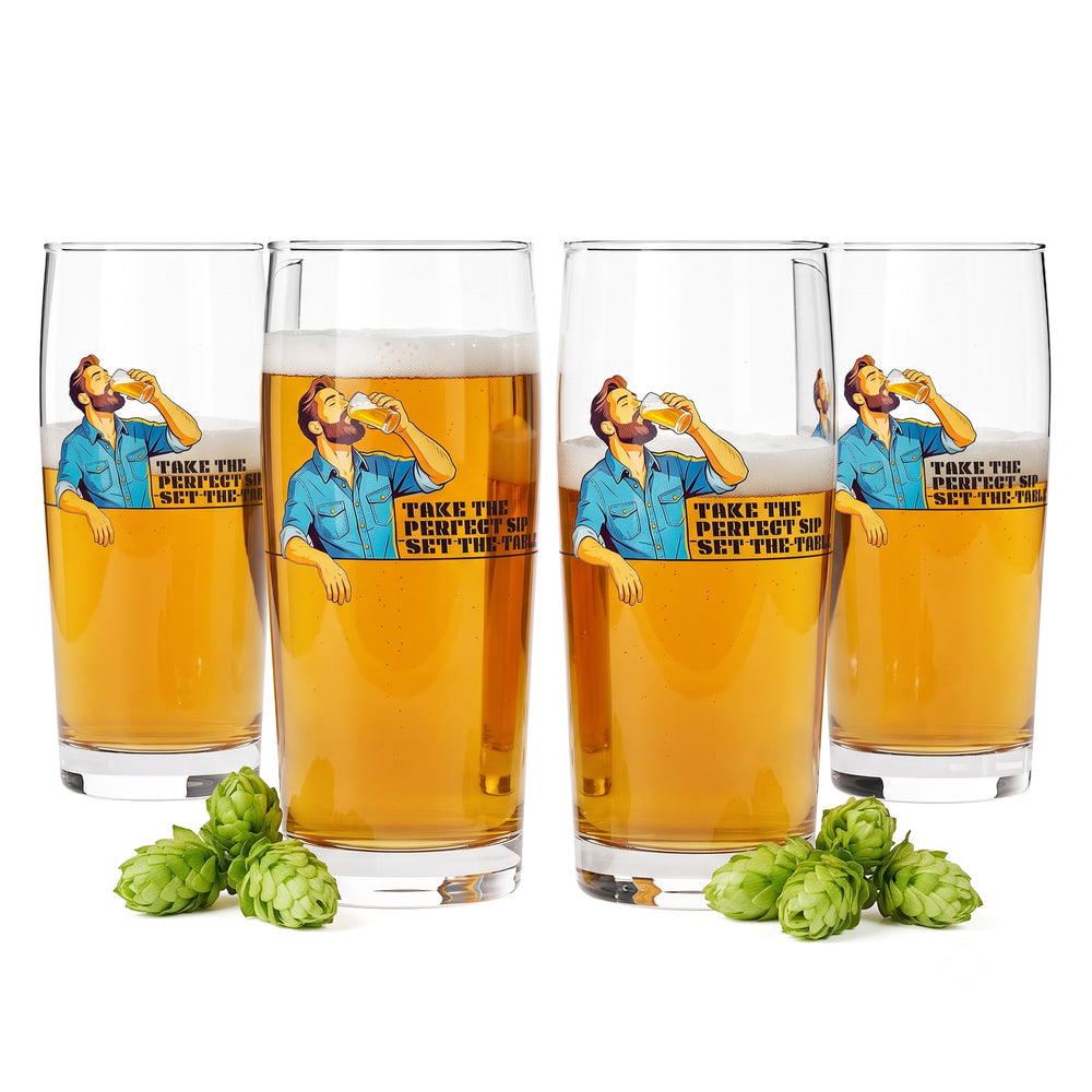 4-Piece Sipply Beer Glass Set "Setting the Table: Take the Perfect Sip" 0.5 L
