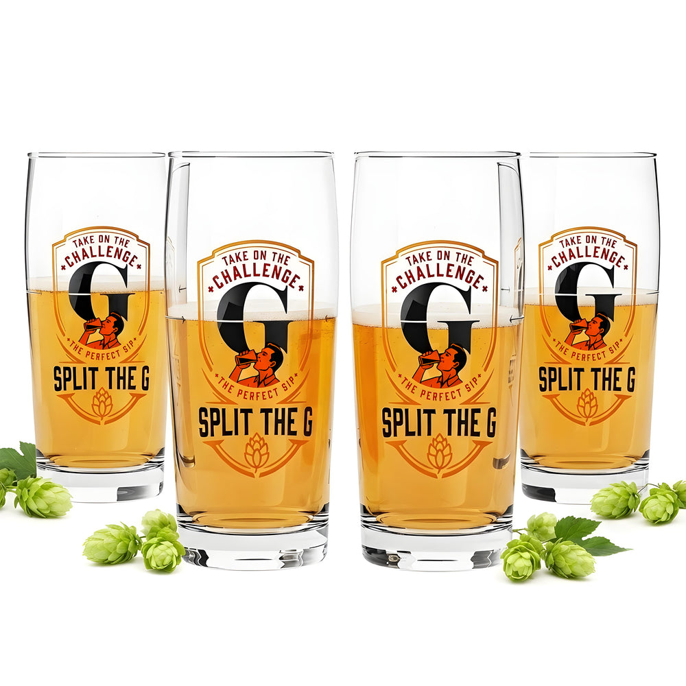 4 Sipply Beer Glasses "SPLIT THE G Take on the Challenge" 0.5 L
